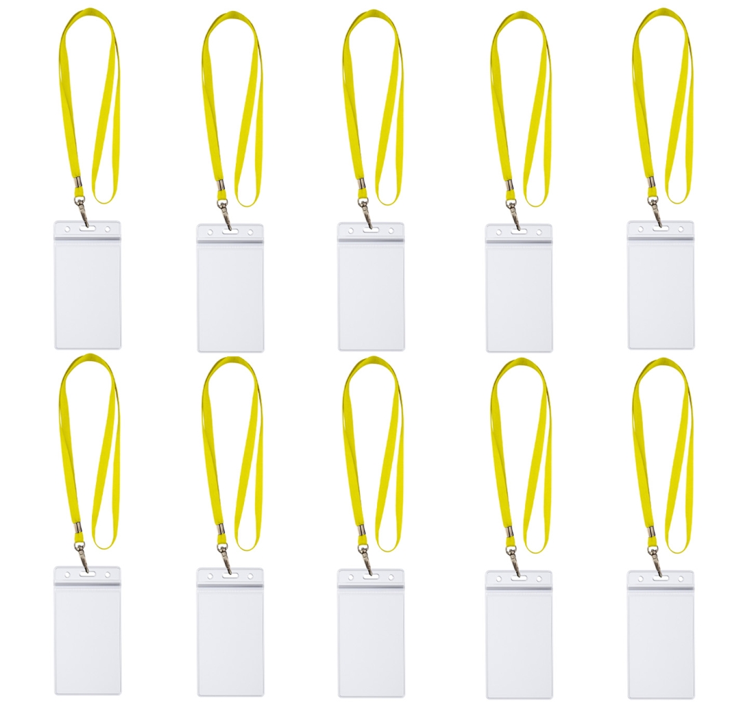 10 x Lanyard Umhängeband mit 10x Ausweishülle ZIP Kartenhalter horizontal & vertikal wasserdicht Ausweise Karten Schutzhülle 0,80mm flexibel